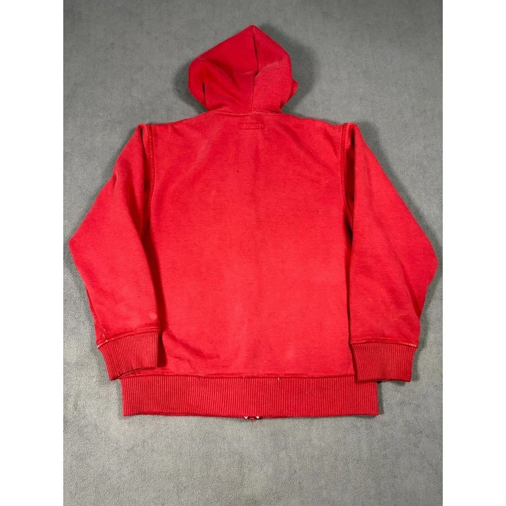 VTG Tony Hawk Hoodie Boys L (14-16) Red Embroidered Rhino Sherpa Lined Full Zip